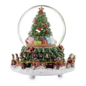 Forgó, zenélő karácsonyi hógömb – 17 cm