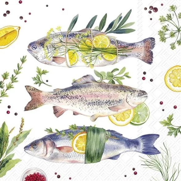 Delicious fish halas szalvéta, 3 rétegű, 20 db/csomag, IHR, 33X33 CM