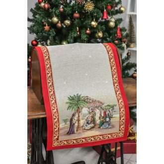   BETLEHEMI, PIROS SZÉLŰ ASZTALI FUTÓ, 37X100 CM, ARANY LUREX