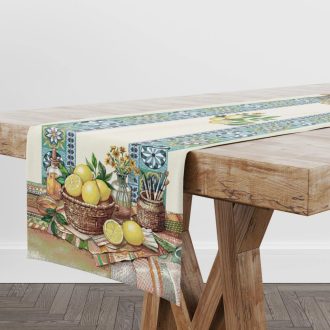 Lemon art mediterrán citromos asztali futó, 44x140 cm