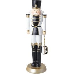 Diótörő figura, fekete-fehér, dobos, 29, 5 cm