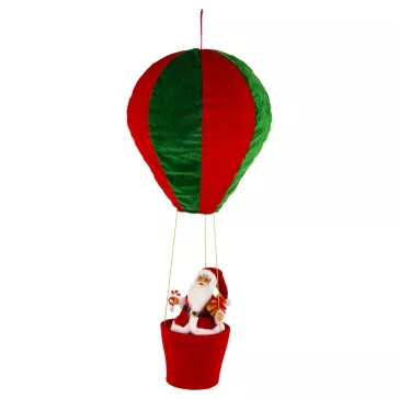 Mikulás hőlégballonban karácsonyi dekoráció 92 cm