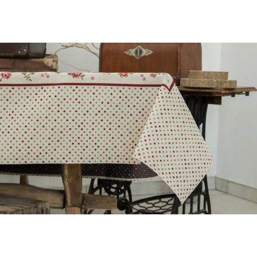 PÖTTYÖS SZÉLŰ ANGOL RÓZSÁS ASZTALTERÍTŐ, XL-ES, 137X240 CM 