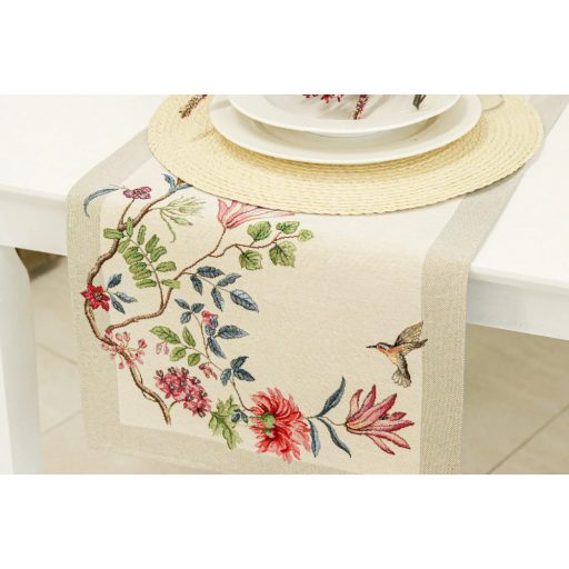 JAPÁN VIRÁGOS, PRÉMIUM GOBELIN KOLIBRIS KIS FUTÓ TERÍTŐ 37X100 CM
