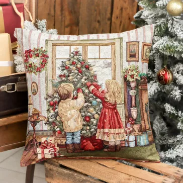 Ünnepi fadíszítés díszpárna huzat, arany lurex