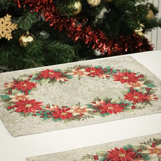   NIKOLAUS MIKULÁSVIRÁGOS TÁNYÉRALÁTÉT, EZÜST LUREX, 2 DB