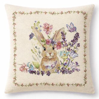 Nyuszi virágokkal díszpárna huzat