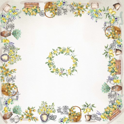 NAPOLI Citrom mintás mediterrán asztalterítő, 100x100 cm