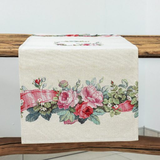 Rózsakert szalaggal asztali futó 37x100 cm