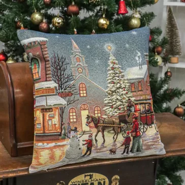 Városi fények, ünnepi díszpárna huzat, arany lurex