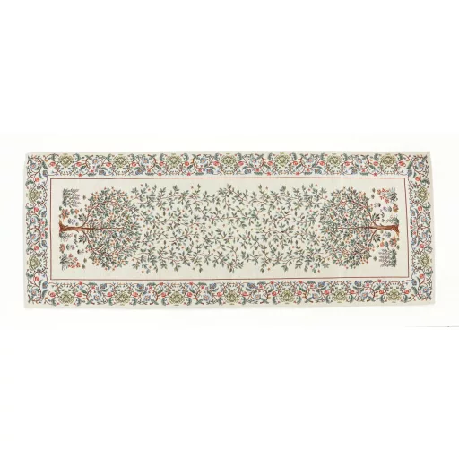 Fehér életfa asztali futó, 44x140 cm