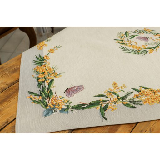 SÁRGA MIMÓZA VIRÁGOS ASZTALKÖZÉP 96 x 100 cm