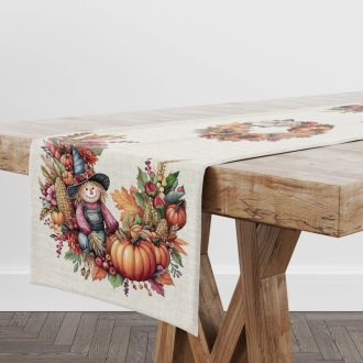 Őszi tökös, madárijesztős asztali futó, 44x140 cm