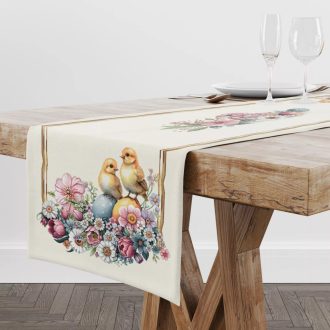 Húsvéti kiscsibés asztali futó, 37x100 cm