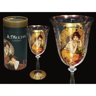 Talpas üvegpohár 350 ml – Mucha Topáz – Díszdobozban