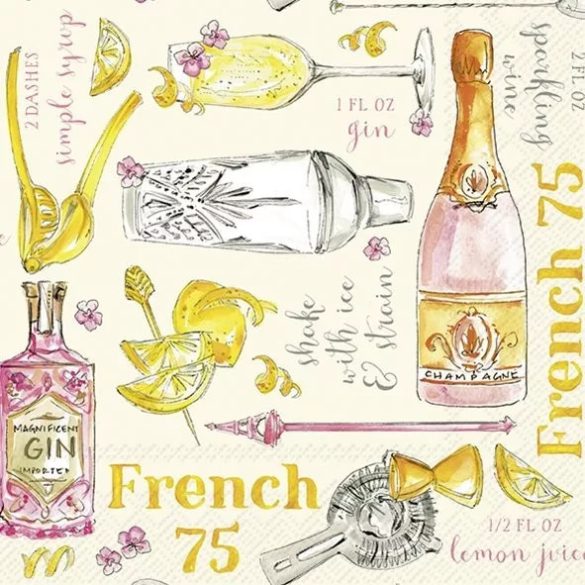 GIN & CHAMPAGNE SZALVÉTA (KOKTÉL), 3 RÉTEGŰ, 20 DB/CSOMAG, IHR