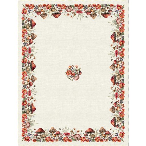Őszi gombás, virágos asztalterítő, 137x240 cm