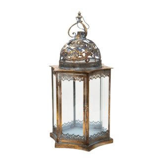 Antik stílusú, fém lámpás 33,5x29x64cm