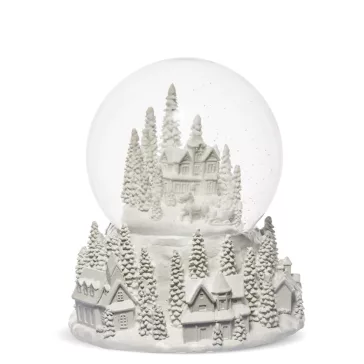   Fehér karácsonyi hógömb – White Christmas dallammal – 17 cm