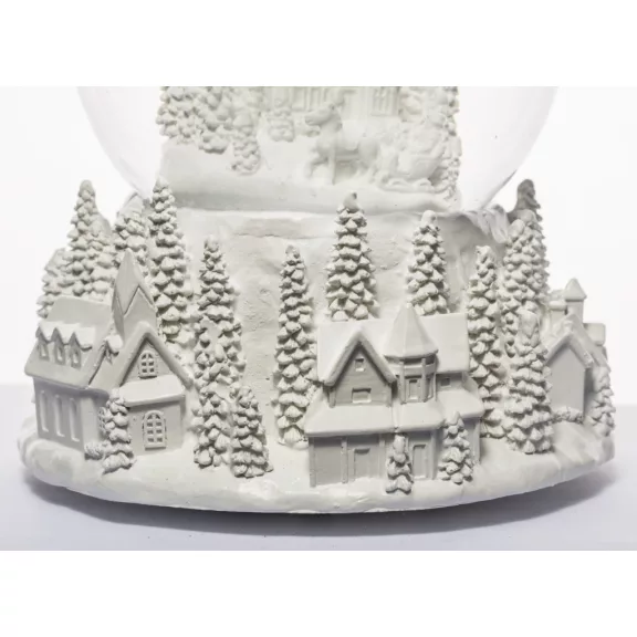 Fehér karácsonyi hógömb – White Christmas dallammal – 17 cm