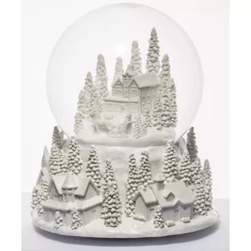   Fehér karácsonyi hógömb – White Christmas dallammal – 17 cm