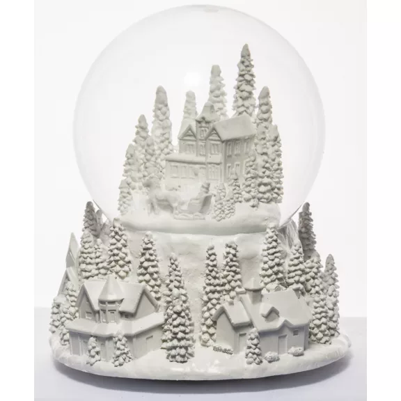 Fehér karácsonyi hógömb – White Christmas dallammal – 17 cm
