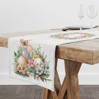 Pasztell húsvéti tojásos asztali futó, 37x100 cm