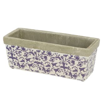  Mediterrán stílusú kerámia virágláda, kék fehér mintás, 39 x 15 cm, kültéri és beltéri dekorációs kiegészítő