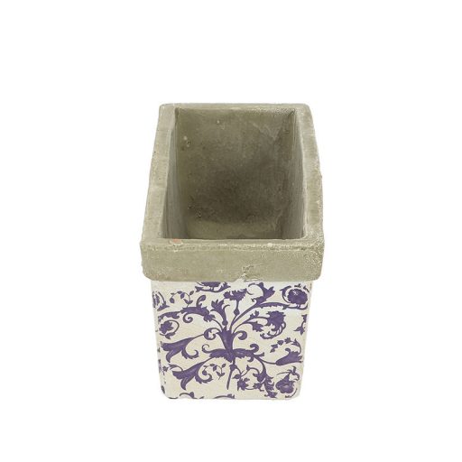 Mediterrán stílusú kerámia virágláda, kék fehér mintás, 39 x 15 cm, kültéri és beltéri dekorációs kiegészítő