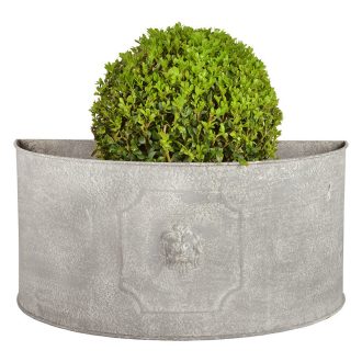   Rusztikus fém, oroszlán mintás virágtartó, félkör alakú, 49 cm