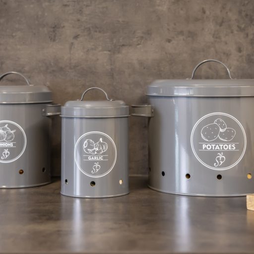 Fokhagyma tároló, sötétszürke, 1,15 literes