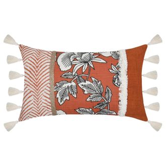   Galicia terrakotta színű, boho stílusú, rojtos párna töltettel