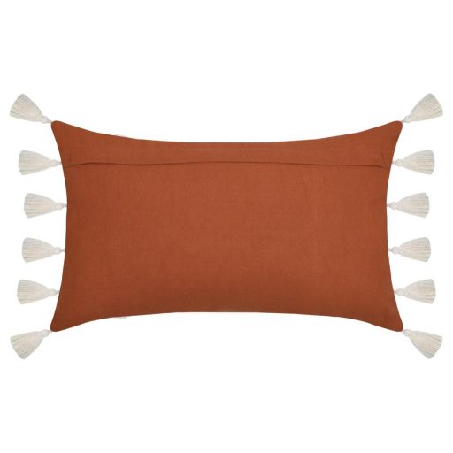 Galicia terrakotta színű, boho stílusú, rojtos párna töltettel