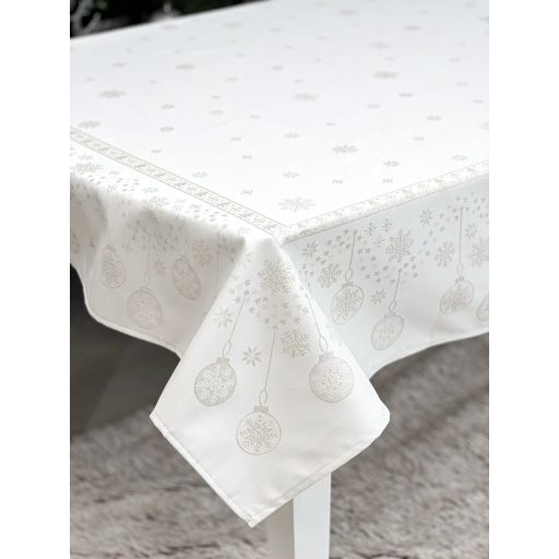 Ezüst lurex asztalterítő, gömb mintás, 137x180 cm
