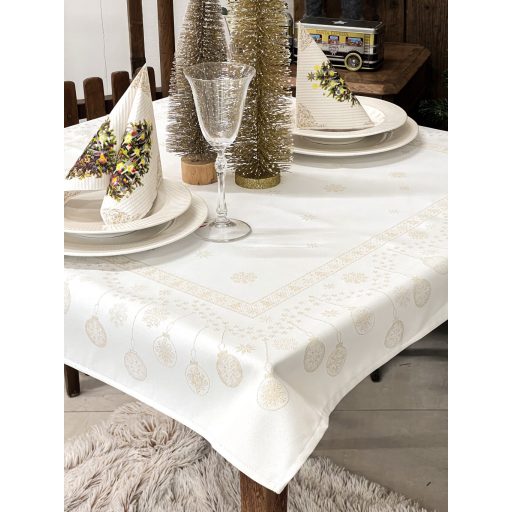 Arany lurex asztalterítő, gömb mintás, 96x100 cm