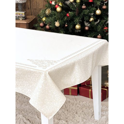 Arany lurex asztalterítő, karácsonyfa mintás, 137x180 cm