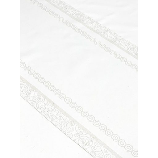 Ezüst lurex asztali futó, karácsonyfa mintás, 44x140 cm