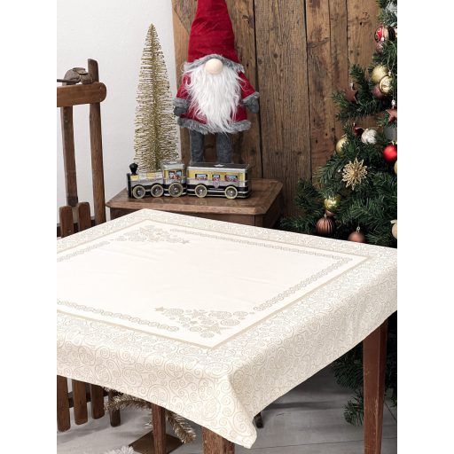 Arany lurex asztalterítő, karácsonyfa mintás, 96x100 cm