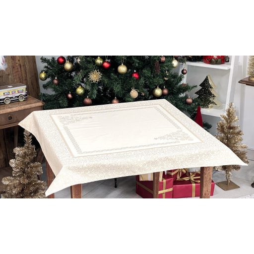 Arany lurex asztalterítő, karácsonyfa mintás, 96x100 cm