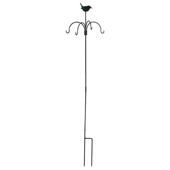 Fém leszúrható madáretető állvány akasztókkal, 149 cm