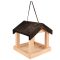 Felakasztható fa madáretető, fekete tetővel, 23 cm