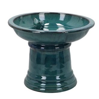   Kerámia madáritató és etető állvány, kék, 29 cm átmérőjű