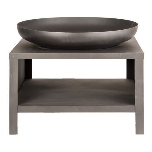 Tűzrakó, tűzifa tárolóval, L, 80 cm, fekete
