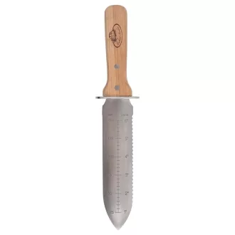   Rozsdamentes acél Hori Hori kés tokkal, kőrisfa nyéllel,  32 cm