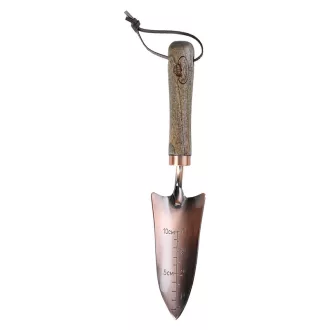   Rézzel bevont kézi ásó mélység jelölővel, kőrisfa nyéllel, 33 cm