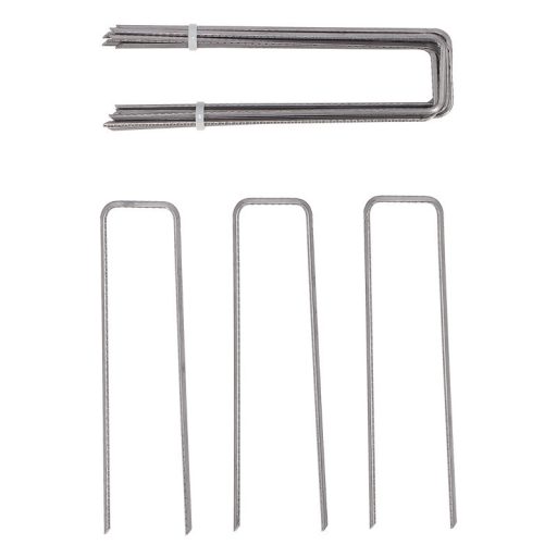 Fém U alakú rögzítő szett kókuszrost karókhoz, 12 db-os, 6,5 x 14,5 cm