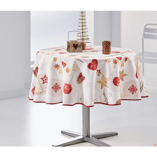X-mas karácsonyi szennytaszító asztalterítő, kör alakú, 160 cm