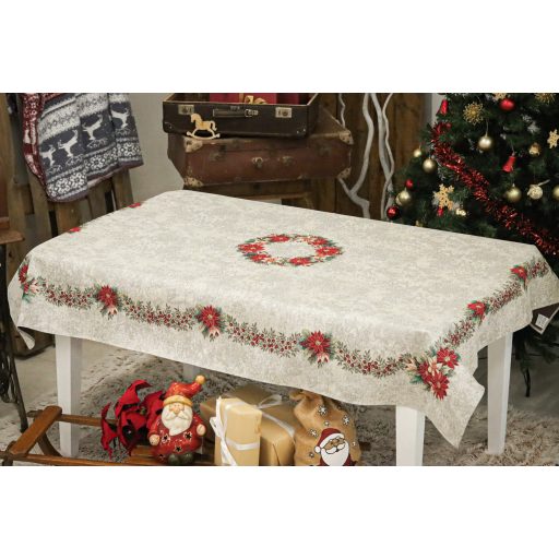 Nikolaus mikulásvirágos asztalterítő, 137x240 cm, ezüst lurex