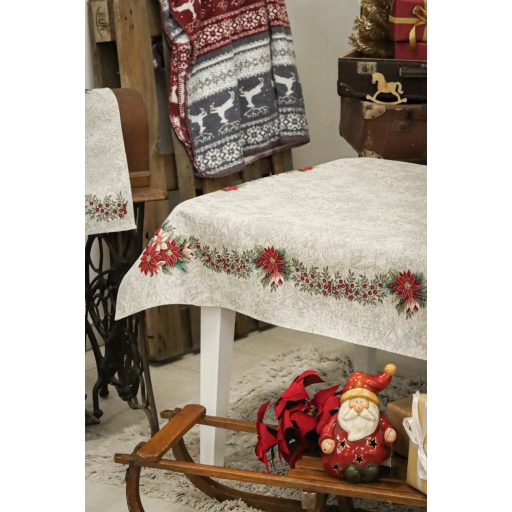 Nikolaus mikulásvirágos asztalterítő, 137x240 cm, ezüst lurex