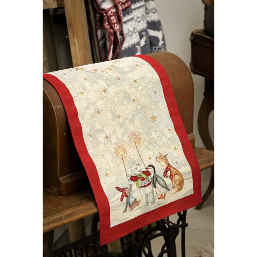 Joy karácsonyi asztali futó, 44x140 cm, arany lurex